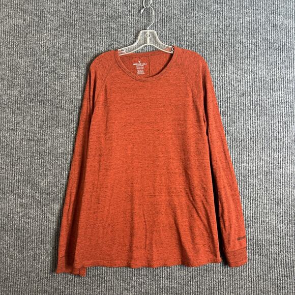 American Eagle Mens Active Flex T Shirt Size XXL Orange Long Sleeve Crew Neck - Picture 1 of 9